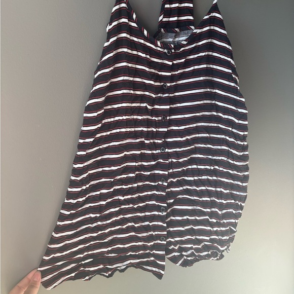 Choose Happiness size 1X striped red and black strappy tank top button up - Picture 3 of 6